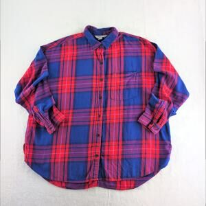 Old Navy The Boyfried Shirt Women's XXL Dopamine Primary Plaid Button Down